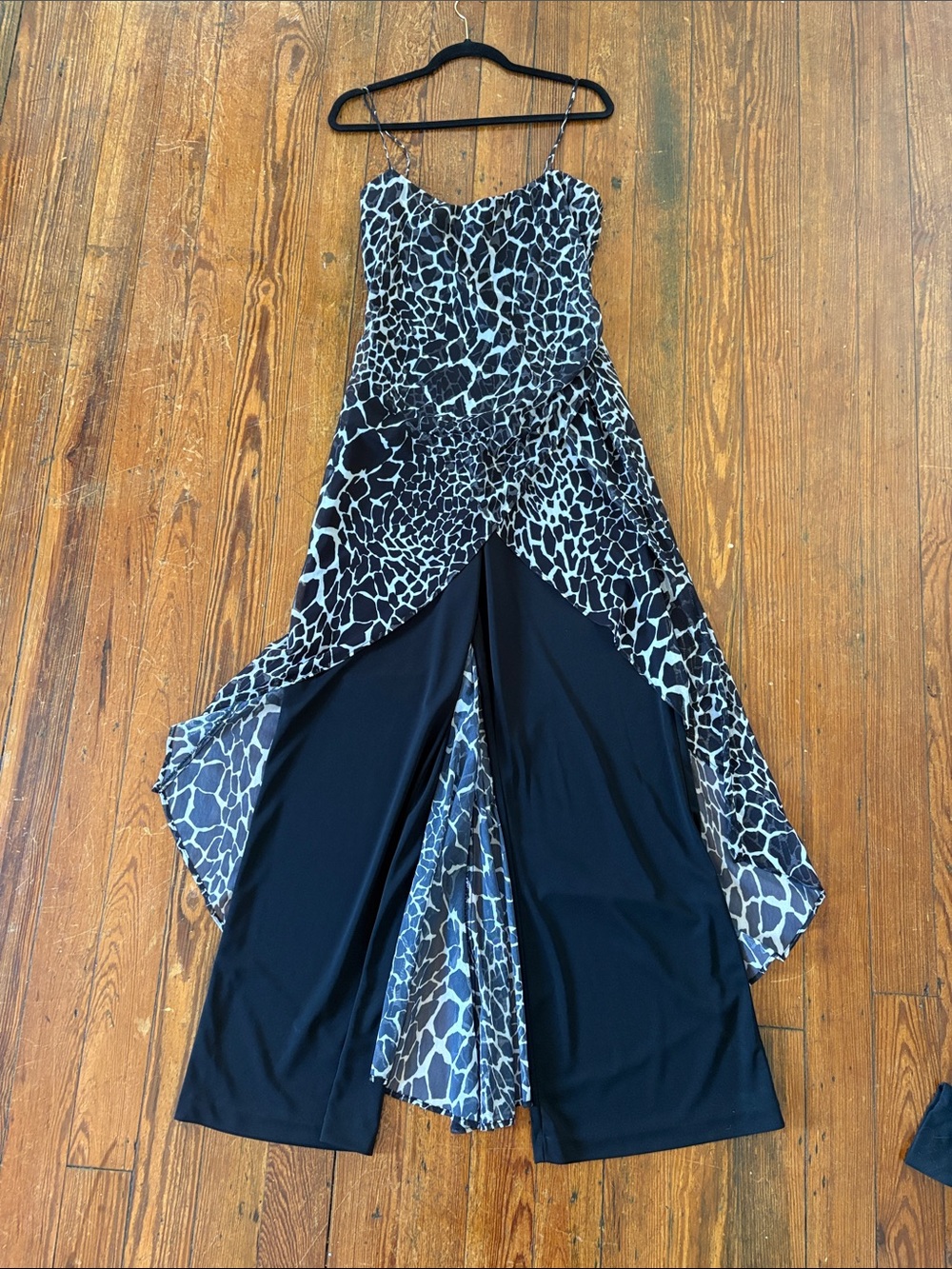 Cache Black and White Giraffe Print Jumpsuit